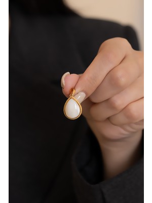 Bayar Gold 14 Ayar Altın Sedef Taşlı Damla Kolye Ucu