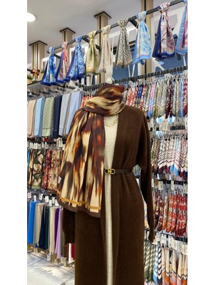 Renk Serapları Desenli Şal Kahverengi