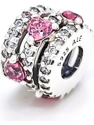 missamori 925 Ayar Gümüş Parıldayan Üçlü Kalpler Charm