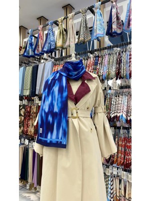 Renk Serapları Desenli Şal Mavi