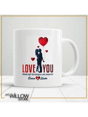 Love You Aşk Temalı Kişiye Özel Seramik Kupa Bardak