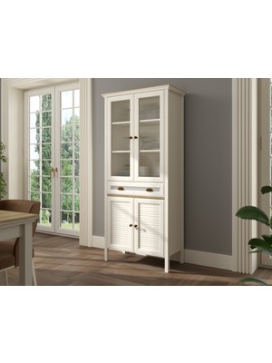 Hunerika Misio Premium 4 Kapak Tek Çekmeceli Büfe -Legnano/krem Minifiks Bağlantılı