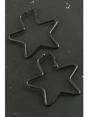 Sepetim Yıldız Trend Küpe 6 Cm-Siyah