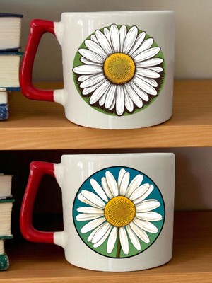 Modern Papatyalar 2'li Kupa - Yakın Arkadaşa Alınabilecek Hediyeler, Yaratıcı Sevgili Hediyeleri