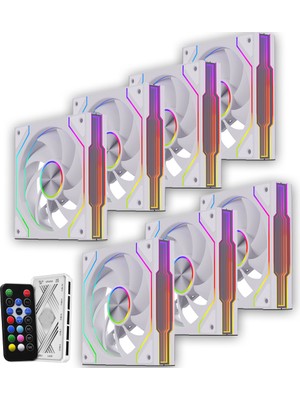 Gameline Fresh X1 7'li Set Kumandalı Argb 120MM Kasa Fanı 6 Pin Beyaz