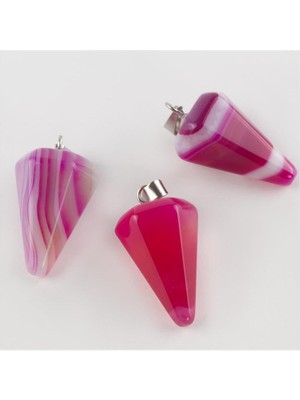 Sepetim Akik Pandül Doğaltaş Kolye Ucu-Pembe