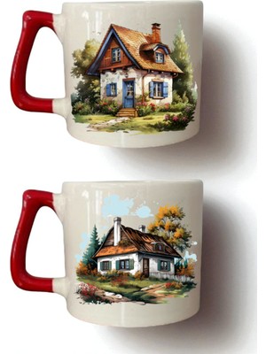 Köy Evi Görseli 2'li Kupa - Hamile Hediyeleri, Kıza Alınabilecek Hediyeler, 1 Yaş Bebek Hediyeleri