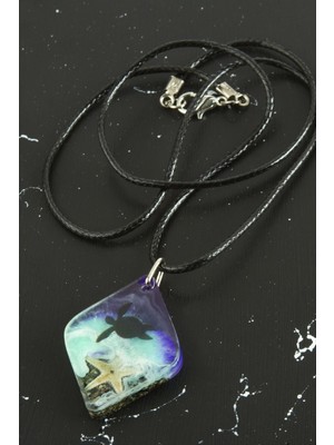 Sepetim Kaplumbağa Epoksi Kolye-Mor