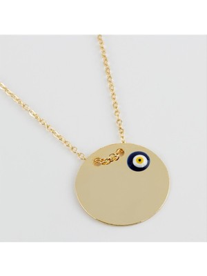 Sepetim Yuvarlak Isim Yazılabilir Boş Plaka Kolye-Sarı