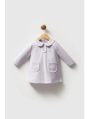 U.S. Polo Assn. Kız Bebek Pike Elbise Lila Casual Stil ile Uzun Kol ve Çift Cepli Tasarım