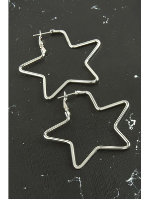 Sepetim Yıldız Trend Küpe 5,5 Cm-Gümüş Rengi