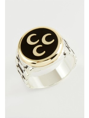 Sepetim 3 Hilal Metal Erkek Yüzük-Sarı