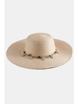 Sepetim Üçgen Deniz Kabuğu Hasır Şapka-Siyah