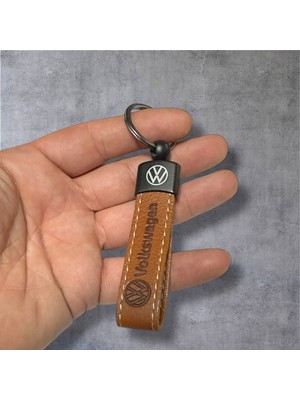 Volkswagen ve Logolu TERMO Deri Anahtarlık (Kahverengi)