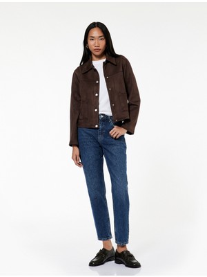 Pamuklu Yüksek Bel Regular Fit Mom Jean Pantolon - Mom Jeans