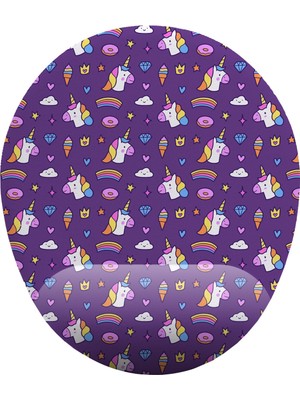 Hamiki Unicorn Desenli Bilek Destekli Mouse Pad Ergonomik Kaymaz Taban Mousepad Fare Altlığı