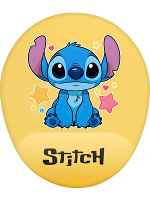 Hamiki Stitch Baskılı Bilek Destekli Mouse Pad Ergonomik Kaymaz Taban Mousepad Fare Altlığı
