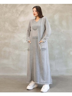 Etnik Bohem ve Otantik Tarz Antik Yıkama % Yüz Pamuk Standart Beden Triko Elbise