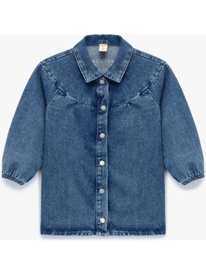 Pamuklu Uzun Kollu Gömlek Yaka Denim Elbise