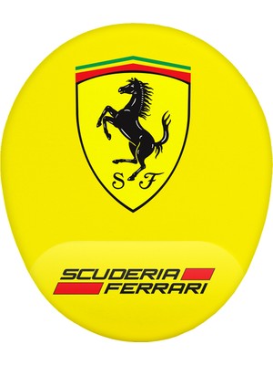 Hamiki Ferrari Logo Baskılı Bilek Destekli Mouse Pad Ergonomik Kaymaz Taban Mousepad Fare Altlığı