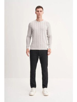 Erkek Slim Fit Viskon Kumaş Premium Bisiklet Yaka Kazak