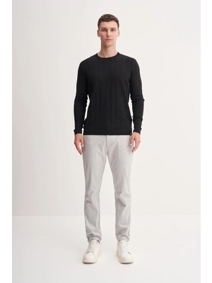 Erkek Slim Fit Viskon Kumaş Premium Bisiklet Yaka Kazak