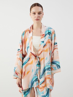 Lc Waikiki Yeni Sezon Şal Yaka Desenli Oversize Kadın Kimono