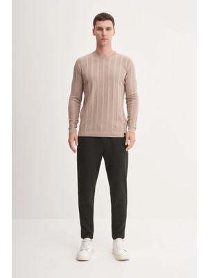 Erkek Slim Fit Viskon Kumaş Premium Bisiklet Yaka Kazak