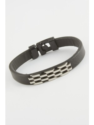 Zincir Desenli Kaliteli Suni Deri Bileklik