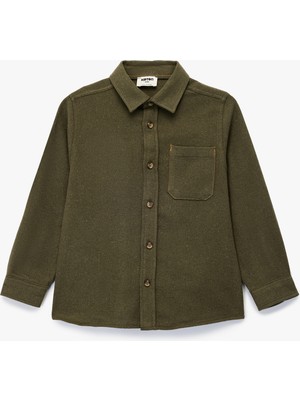 Uzun Kollu Klasik Yaka Tek Cepli Düğmeli Gömlek