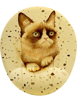 Hamiki Huysuz Kedi Bilek Destekli Mouse Pad Ergonomik Kaymaz Taban Mousepad Fare Altlığı