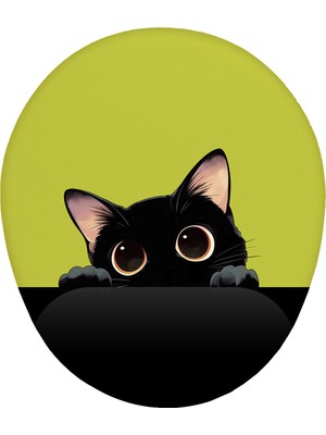 Hamiki Renkli Kedi Tasarım Bilek Destekli Mouse Pad Ergonomik Kaymaz Taban Mousepad Fare Altlığı
