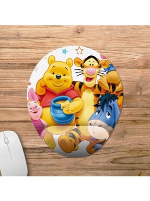 Hamiki Winnie The Pooh Bilek Destekli Mouse Pad Ergonomik Kaymaz Taban Mousepad Fare Altlığı Model - 1 Oval