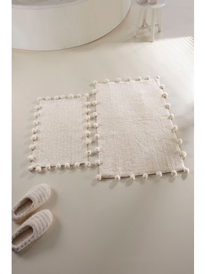 Ekru %100 Pamuk Banyo Paspası 40X60 60X90, Şık ve Yumuşak Dokuyla Kullanıma Hazır.
