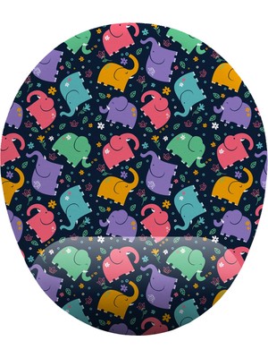 Hamiki Fil Desenli Bilek Destekli Mouse Pad Ergonomik Kaymaz Taban Mousepad Fare Altlığı