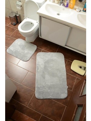 2'li Gri Banyo Paspas Takımı, Şık ve Yumuşak Dokusuyla Kullanışlıdır