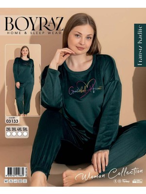 Kadın Battal Beden  Fransız Kadifepijama  Takımı