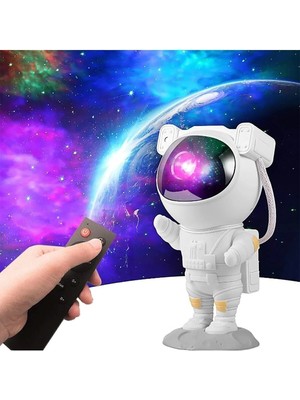 Büyük Boy Astronot ve Yıldızlar Temalı Gece Lambası, Zamanlama ve Kumanda Özellikli