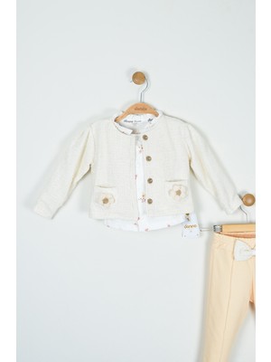 %100 Pamuklu Tuvit Ceketli Kız Bebek Takımı (6-24 Ay)