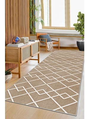 Geometrik Iskandinav Salon Halısı, Toz Tutmaz, Yıkanabilir, Kaymaz Taban, Dijital Baskı