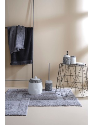 Yumuşak Pamuklu Banyo Paspası 2'li, 40X60 ve 60X90 Cm, Şık Gri Renk