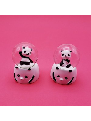 Işıklı Mini Panda Kar Küresi, 7 Cm, Hediye ve Masa Lambası, Şık ve Sevimli Tasarım