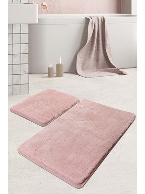 Pembe 2'li Banyo Halısı ve Paspas Seti, Şık ve Kullanışlı Ev Aksesuarı