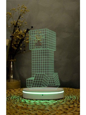 3D Renkli LED Gece Lambası, Dekoratif Anime Tasarımı, Creeper Şekli, Eğlenceli Aydınlatma