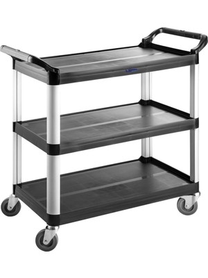 Plastik Servis Arabası, Siyah, 520X960X1070 Mm, Dayanıklı ve Pratik Kullanım