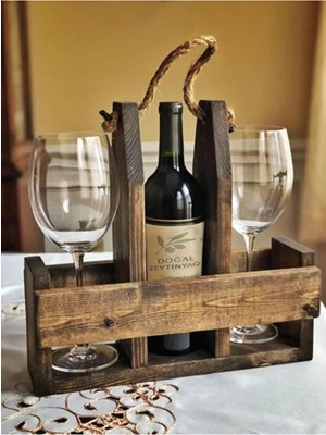 Doğal Ahşap Şişelik ve Kadehlik, Rustik Tasarım, Şık ve Işlevsel Dekorasyon Parçası