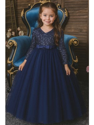 Kız Çocuk Özel Gün Elbisesi – Parlak Payetli Abiye