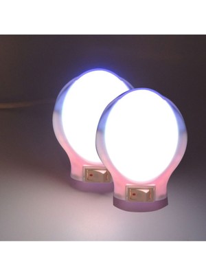 Enerji Tasarruflu 0,5W Renkli Gece Lambası, 2'li Set, Fişli Düğmeli