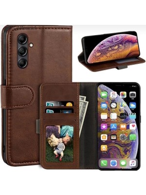 Samsung Galaxy S25 Fe Kılıf 360 Tam Kaplar Deri Dokulu Kapaklı Cüzdan Standlı Kartvizitli Kopçalı Kapak