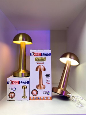 Şarjlı 2W Masa Lambası, 3 Renk Seçeneği, Type-C Giriş, Metalik Tasarım